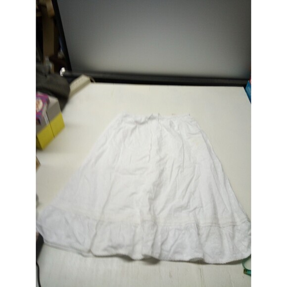 Erika Petite 100% Cotton Embroidered A-Line Full Length Skirt Size L Tie Waist - Picture 1 of 3